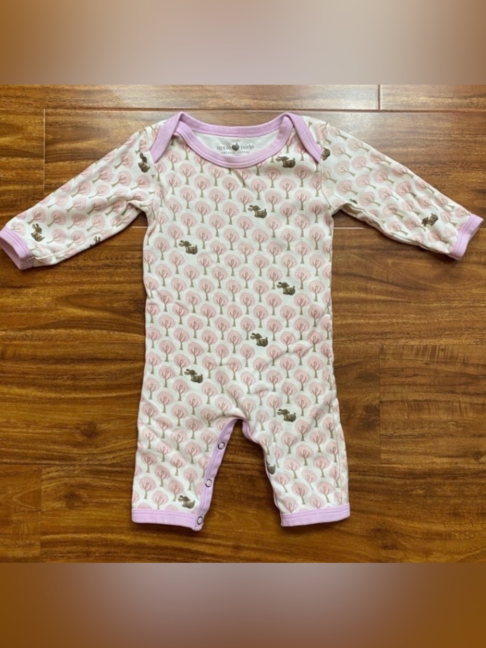 3/$25 Apple Park Baby Girl Organic Cotton Pink Woodland Deer Soft Onesie 6-9M
